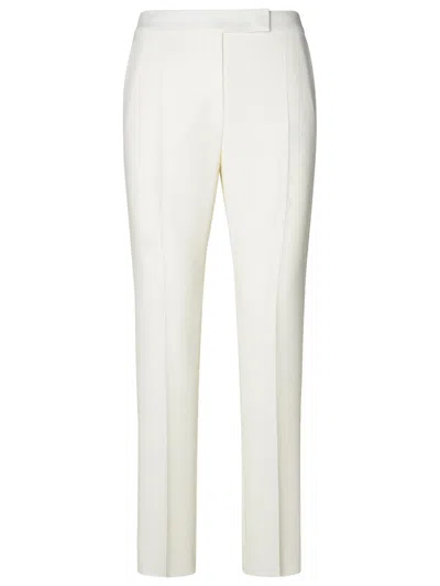Shop Max Mara White Triacetate Blend Trousers Woman