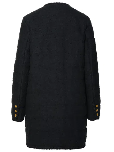 Shop Moncler Woman  'epafo' Long Black Cotton Blend Down Jacket