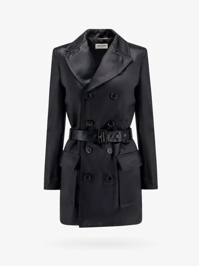 Shop Saint Laurent Woman Saharienne Woman Black Trench Coats