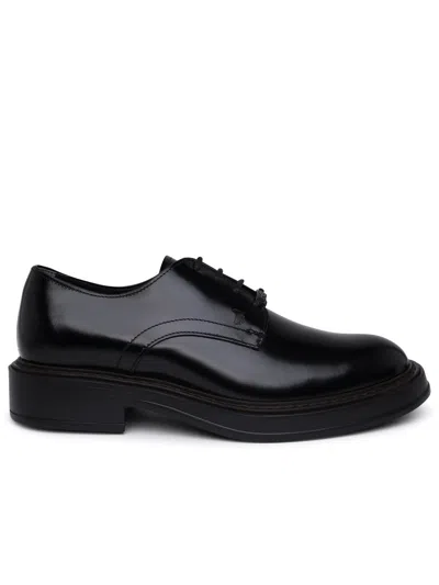 Shop Tod's Black Leather Lace Up Shoes Man