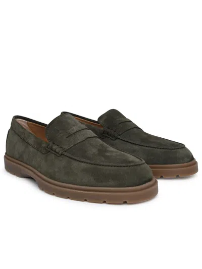 Shop Tod's Man  Green Suede Loafers