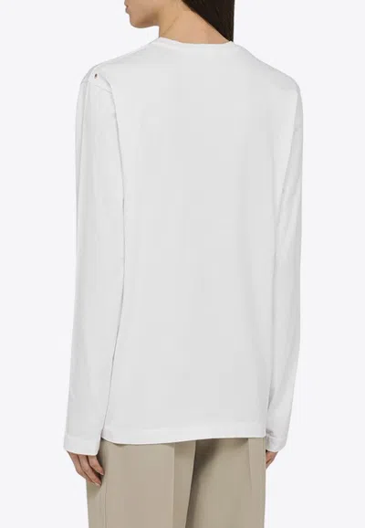 Sportmax White Cotton Long-sleeved T-shirt In White
