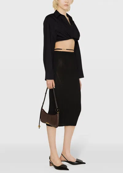 Shop Jacquemus Black 'la Jupe Pralu' Midi Skirt