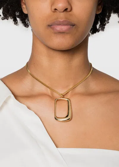 Shop Jacquemus Gold Le Collier Ovalo Necklace In Light Gold