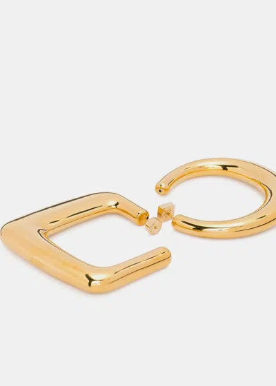 Shop Jacquemus Gold Les Grandes Creoles Ovalo Earrings In Light Gold