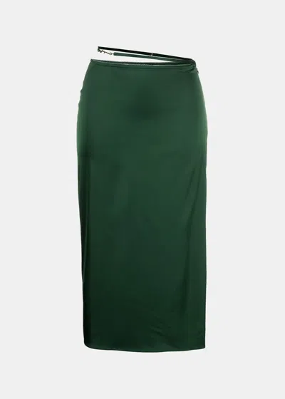 Shop Jacquemus Green 'la Jupe Notte' Midi Skirt In Dark Green