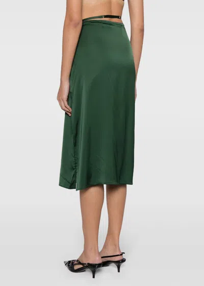Shop Jacquemus Green 'la Jupe Notte' Midi Skirt In Dark Green