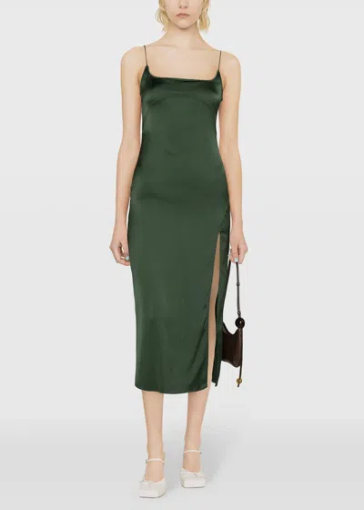 Shop Jacquemus Green 'la Robe Notte' Midi Dress In Dark Green