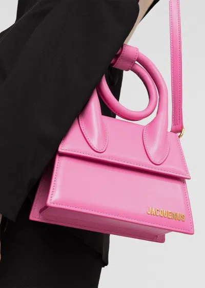 Shop Jacquemus Pink 'le Chiquito Noeud' Coiled Bag In Neon Pink