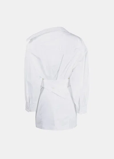 Shop Jacquemus White 'la Mini Robe Chemise' Mini Dress
