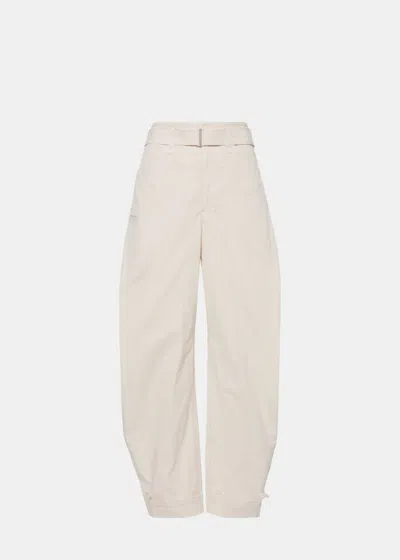 Shop Lemaire White Belted Trousers In Pale Ecru