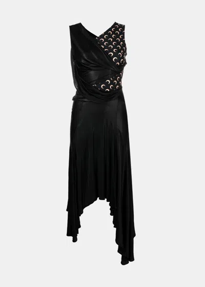Shop Marine Serre Black Regenerated Jersey Draped Dress
