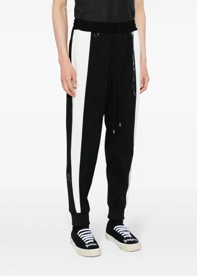 Shop Mastermind Japan Black Side-stripe Track Pants In Black/white
