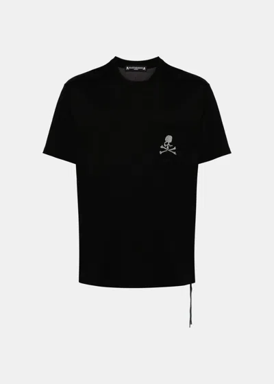 Shop Mastermind Japan Mastermind World Black Swing-open Cotton T-shirt In Black/charcoal