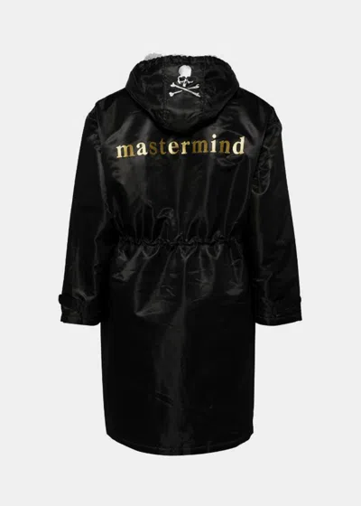 Shop Mastermind Japan Mastermind World Black Logo-print Hooded Coat