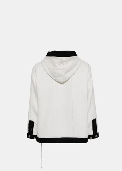 Shop Mastermind Japan Mastermind World White & Black Hooded Tweed Jacket In White/black