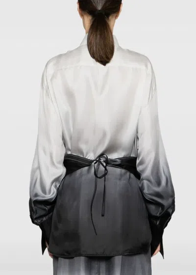 Shop Peter Do White/black Wrap Shirt In Grayscale Brushstrokes