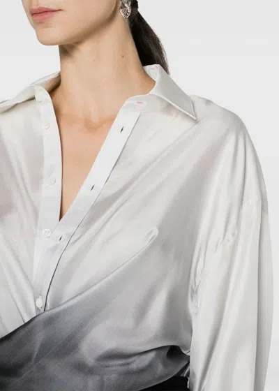 Shop Peter Do White/black Wrap Shirt In Grayscale Brushstrokes