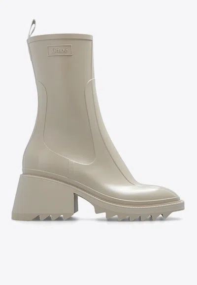 Chloé Chloe Betty 75 Pvc Ankle Boots In Beige