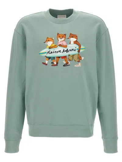 Shop Maison Kitsuné 'surfing Fox' Sweatshirt In Blue