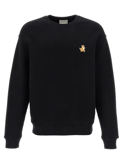 Shop Maison Kitsuné 'speedy Fox Patch' Sweatshirt In Black