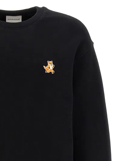 Shop Maison Kitsuné 'speedy Fox Patch' Sweatshirt In Black