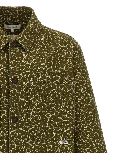 Maison Kitsuné Maison Kitsune Floral Print Overshirt In Green