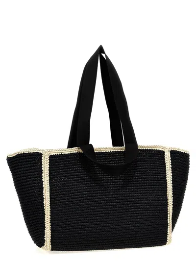 Shop Marni Macramé Shopping Bag In White/black