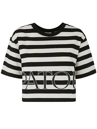 Shop Patou Breton Stripe Cropped T-shirt Clothing In Black