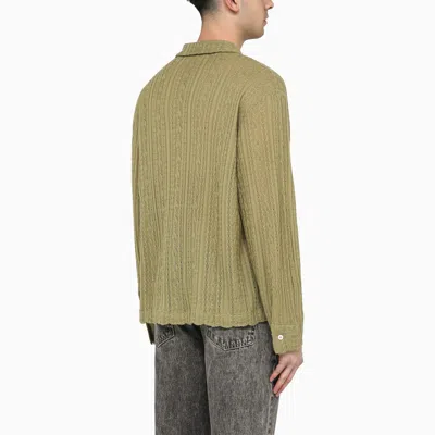 Shop Séfr Mint-coloured Wool Knit Riku Shirt In Beige