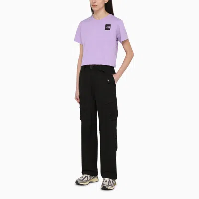 Shop The North Face Lilac Cotton Cropped T-shirt With Logo In Purple
