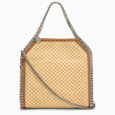 Shop Stella Mccartney Falabella Mini Beige Woven Fabric Bag