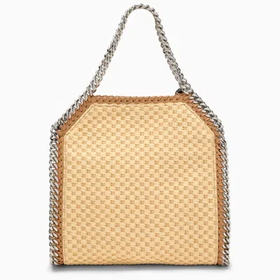 Shop Stella Mccartney Falabella Mini Beige Woven Fabric Bag