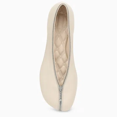 Burberry Sadler Ballerina With Light Beige Leather Zip Women In Transparent