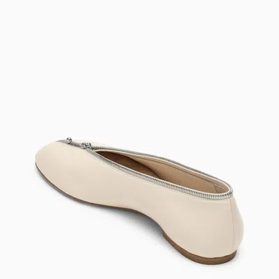Burberry Sadler Ballerina With Light Beige Leather Zip Women In Transparent