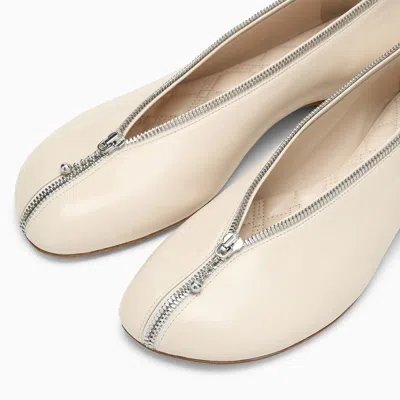 Burberry Sadler Ballerina With Light Beige Leather Zip Women In Transparent