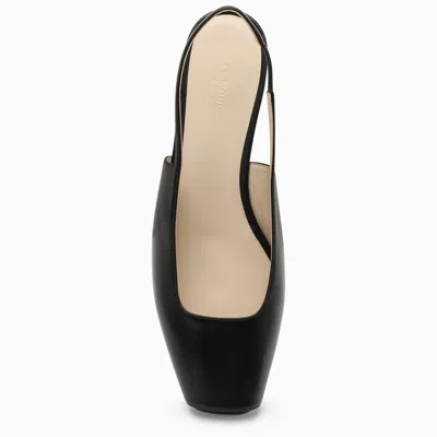 Le Monde Beryl Leather Sling Peep-toe Ballerina Flats In Black