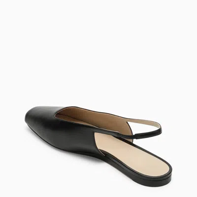 Le Monde Beryl Leather Sling Peep-toe Ballerina Flats In Black