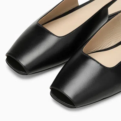 Le Monde Beryl Leather Sling Peep-toe Ballerina Flats In Black