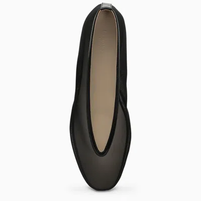 Le Monde Beryl Le Monde Béryl Black Leather Ballerinas In Fishnet Style In Black
