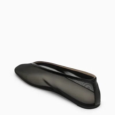 Le Monde Beryl Le Monde Béryl Black Leather Ballerinas In Fishnet Style In Black