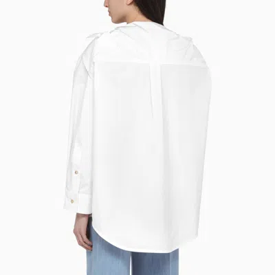 Shop Bottega Veneta White Cotton Shirt With Knotted Details