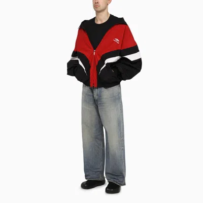 Shop Balenciaga Off Shoulder Tracksuit 3b Sports Icon Black/red/white Jacket