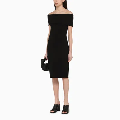 Shop Bottega Veneta Black Dress With Bare Nylon Shoulders