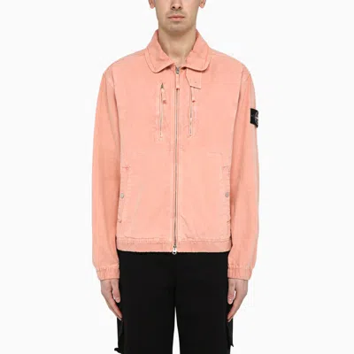 Shop Stone Island Lightweight Rust-coloured Cotton-blend Jacket In Orange