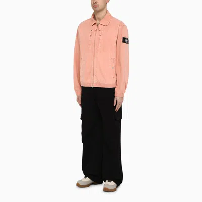 Shop Stone Island Lightweight Rust-coloured Cotton-blend Jacket In Orange