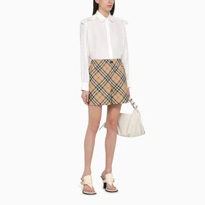 Shop Burberry Short Beige With Check Pattern