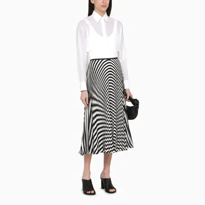 Shop Alaïa White/black Flounced Midi Skirt