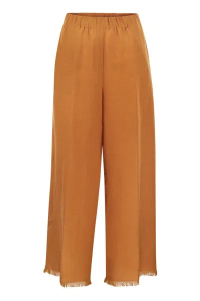Shop Antonelli Ryan - Loose Linen Trousers In Orange