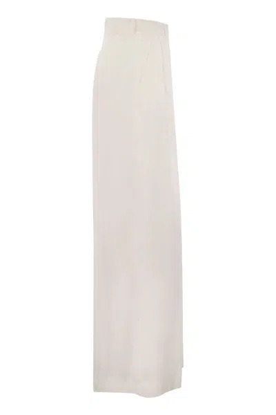 Shop Antonelli Tulipano - Linen Wide Trousers In White